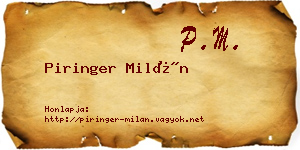 Piringer Milán névjegykártya