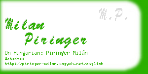 milan piringer business card